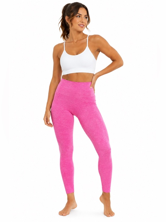 Pants - Hot Pink Seamless High Waisted Leggings Ribbed Workout Yoga Size L